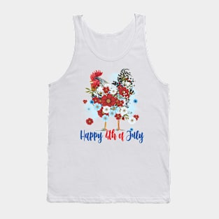 Chicken Flower Happy 4th of July Tank Top